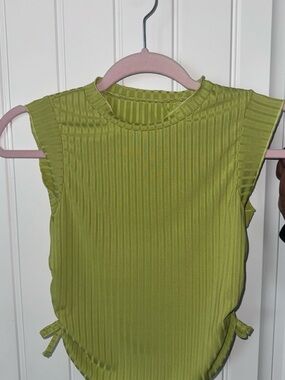 SHEIN Ribbed Sleeveless Tank in Lime Green